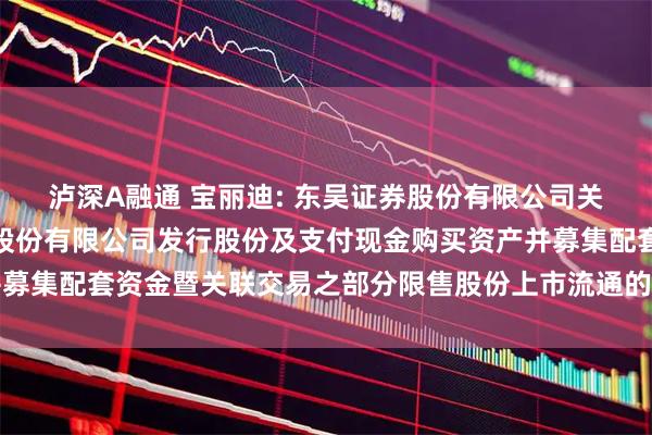 泸深A融通 宝丽迪: 东吴证券股份有限公司关于苏州宝丽迪材料科技股份有限公司发行股份及支付现金购买资产并募集配套资金暨关联交易之部分限售股份上市流通的核查意见内容摘要